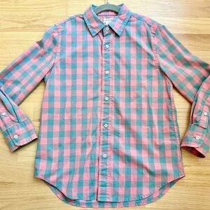 Crewcuts Pink and green buffalo paid Shirt Sz 6-7